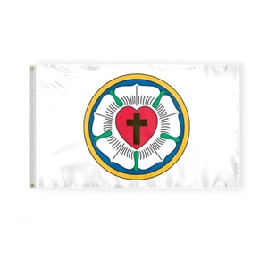 Bandera religiosa rosa luterana poliéster 3x5 pies interior/exterior, bandera luterana - Imagen 1 de 1