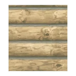 Lake Forest Lodge Rustic 3D Mountain LOGS Wallpaper CH7977 Prepasted Double Roll - Picture 1 of 8