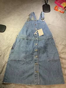 ASOS | Women's Denim Mini Skirt Overalls with Buttons & Raw Hem | Size UK 10 - Picture 1 of 10