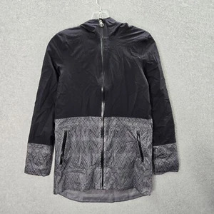 Ivivva Girls Jacket 12 Black Windbreaker Full Zip Hood Lined Pockets Lululemon - Picture 1 of 10