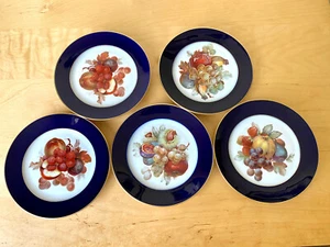 Vintage Rosenthal Germany Cobalt Blue Gold Fruit 8 1/4'' Salad Plates - Picture 1 of 19