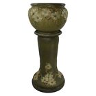 Roseville Pottery Dogwood Textured 1926 Green Jardiniere And Pedestal