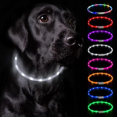 LED Leuchthalsband LED Hundehalsband zuschneidbar Blinklicht USB wiederaufladbar