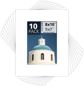 Mat Board Center, Pack of 10, 8X10 White Color White Core Picture Mats for 5X7 P - Picture 1 of 7