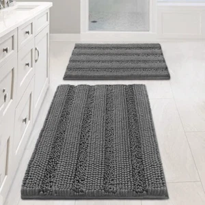 Grey Bathroom Rug Set Bath Mats, 2 Piece Bath Mats for Bathroom Non Slip Thick - Picture 1 of 6