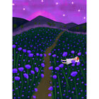 Purple Fields Dreaming Girl Flowers Huge Wall Art Poster Print