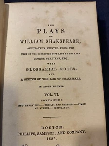 1857 The Plays of William Shakspeare edited by George Stevens Volume VI - Picture 1 of 11