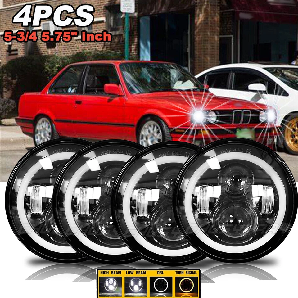 4pcs 5-3/4 5.75" Faros LED con/DRL intermitentes for BMW 325i 528i 535i 735i E30 — 第 1/4 张图片