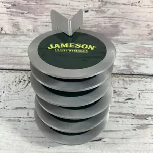 Jameson Irish Whiskey 6-Piece Metal Coaster Set Bar Accessories with Stand - Picture 1 of 6