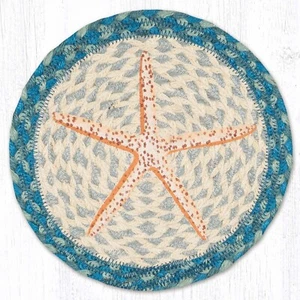 Trivets (Set of 2) Starfish Braided 10 inch Jute Round Tablemats Coastal Decor - Picture 1 of 1