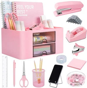 Organizadores y Accesorios de Escritorio Rosa, con 13 Piezas Suministros de Oficina para Escritorio - Imagen 1 de 12