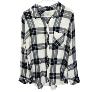 RAILS Hunter kariertes Button Down Hemd in weiß & blau L Freizeit Western minimalistisch - Bild 1 von 7