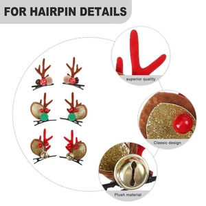 Juego de 3 pares de accesorios para el cabello para niños clips de cuerno oreja de reno - Imagen 1 de 12