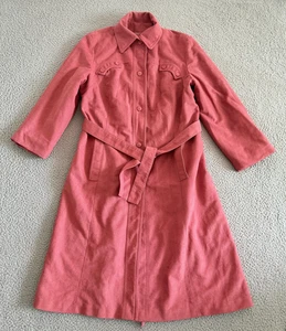 Vintage Forecaster Tench Coat Large Pink Belted 70s Mod Retro USA - Picture 1 of 11