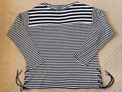 Camisa para mujer Chaps by Ralph Lauren M azul marino y crema a rayas manga larga náutica Foto 1 de 4