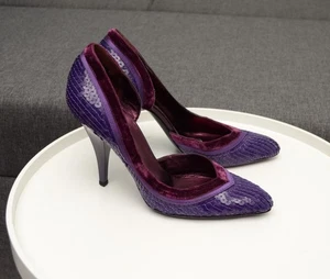 Authentic Women's Gucci Purple Sequined Satin Velvet Half D'orsay Pumps 36,US 6 - Picture 1 of 18