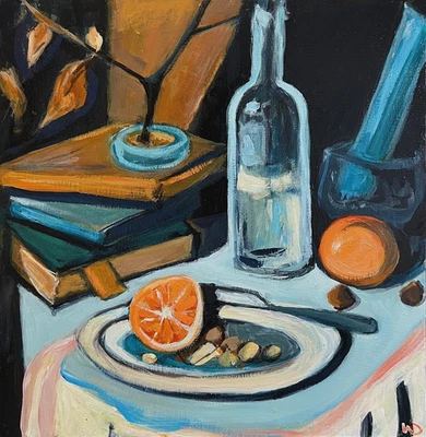 ORIGINAL OIL PAINTING NEW 30cm x 30cm Fruit STILL LIFE SKETCH ART By Artist - image 1 of 4