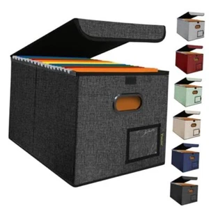 File Organizer Box with Lid, Collapsible File Folder Organizer 1 Pack Black - Picture 1 of 7