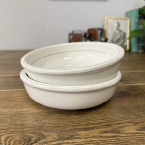 Trend Pacific Galaxy Stoneware White w/ Gray Pinstripe Set of 2 Bowls - Picture 1 of 11