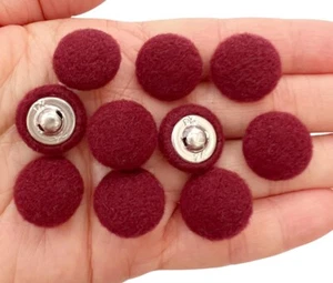 10PC Wool Covered Buttons with Shank Sew On for Clothes Dress Coat Burgundy - Picture 1 of 7