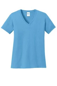 3 Pack Of Port & Company LPC54V Women's Core Cotton V Neck Tee Top T-Shirt - Picture 1 of 28