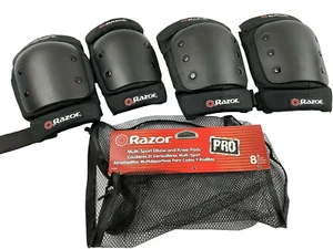 RAZOR Pro Multi-Sport Black Elbow and Knee Pads 5+ Kids Youth - Picture 1 of 9