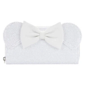 New Disney Minnie Mouse Sequin Wedding Zip Purse Wallet Cartoon Characters - Imagen 1 de 3