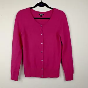 APT 9 Pink Fuzzy Button Cardigan MEDIUM Soft Knit Angora Rabbit Hair Sweater W1 - Picture 1 of 8