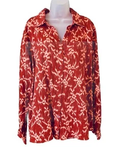 NWT Knox Rose Size XXL Wine Red Floral Long Sleeve Button Down Shirt Blouse Boho - Picture 1 of 15