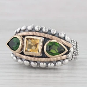 Alwan Vahan 2.65ctw Diopside Citrine Cocktail Ring Sterling Silver 14k Gold - Picture 1 of 10
