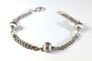 Sterling Silver .925 Three Strand Saturn Station Chain Bracelet 7.5" - Picture 1 of 7