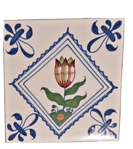 2 Conimbriga Portugal Flower Tiles - Picture 1 of 4