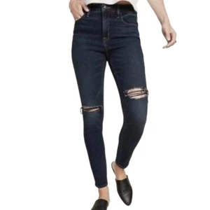 NEW!!!Old Navy Rockstar Super Skinny High Rise Dark Wash Distressed Jeans Size 6 - Picture 1 of 9