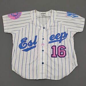 VINTAGE 80s 90 Shirt Womens Short Sleeve Baseball Esleep Joe Boxer WKEZ 101.7 FM
