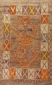 Geometric Shaggy Moroccan Berber Wool Area Rug 7'x10' Handmade Oriental Carpet - Picture 1 of 12