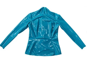 Mujeres Látex Mangas Largas Camiseta Prenda para el torso Cremallera Trasera Hecha a Personalización 0,4mm - Imagen 1 de 7