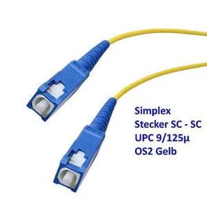 Glasfaserkabel Patchkabel LWL Simplex SC SC UPC Singlemode OS2 gelb 0,5m - 30m - Bild 1 von 6
