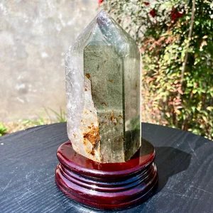 3.6LB Natural Garden Green Red Ghost Phantom Quartz Crystal Point Tower Obelisk - Picture 1 of 24