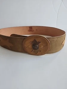 Corral Thick Leather Belt Size M 46 X2"Women's Western-A Concho Beige - Picture 1 of 13
