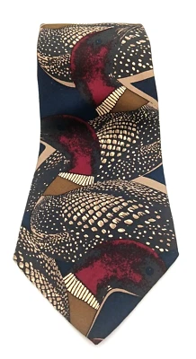 Eddie Bauer шелковый галстук гагары утки вручную сшитый напечатано Италии сделано в США 4 x 59 дюймов винтажный - Изображение 1 из 4