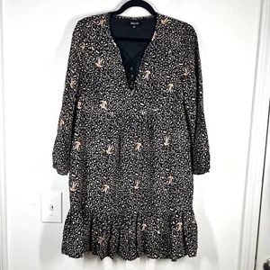 Vestido corto Madewell poliéster negro seda fiesta cachemira manga larga para mujer 2 - Imagen 1 de 11
