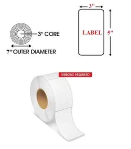 3" X 5" THERMAL TRANSFER PRINTER 1100 LABELS 3" CORE RIBBON RIQUIRED 1 ROLL - Picture 1 of 1