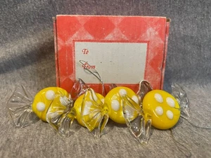 2003 Global Innovations 2" Yellow Glass Candy Ornaments Set Of 4 CIB - Picture 1 of 2