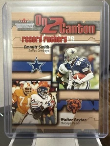 WALTER PAYTON / EMMITT SMITH 2002 FLEER THROWBACKS - ON TO CANTON #1OTC - HOF - Imagen 1 de 2