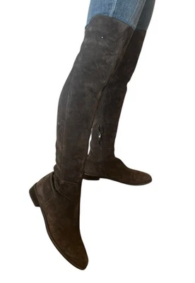 Stuart Weitzman 'Hilo' Thigh High Boot Charcoal Gray Suede Over The Knee OTK 10 - Image 1 of 4
