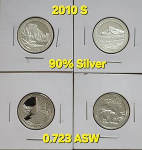 $1 Face - Cuartos de plata ATB 2010 - Mt Hood, Yellowstone, Grnd Canyon, Yosemite - Imagen 1 de 12