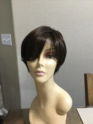 Peluca Pixie Corta Asimétrica Corte Angulado HD R6/30H Chocolate Cobre Marrón Foto 1 de 4
