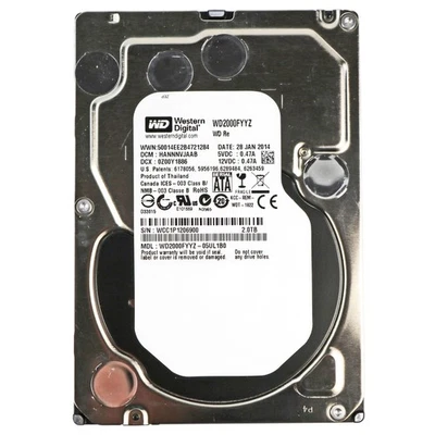 2TB Western Digital WD2000FYYZ RE black Festplatte 3.5" 64MB SATA3 7200rpm - Bild 1 von 3