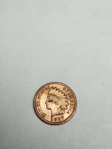 1887 Indian Head Cent Penny UNC Red Cleaned Cover