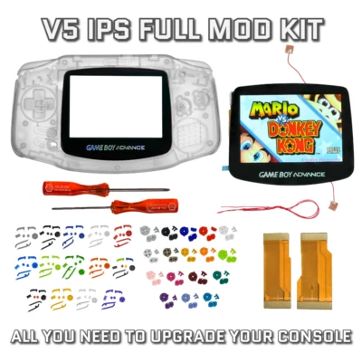 Game Boy Advance GBA V5 IPS LCD Backlight Housing Shell Mod Kit CLEAR - Image 1 of 4